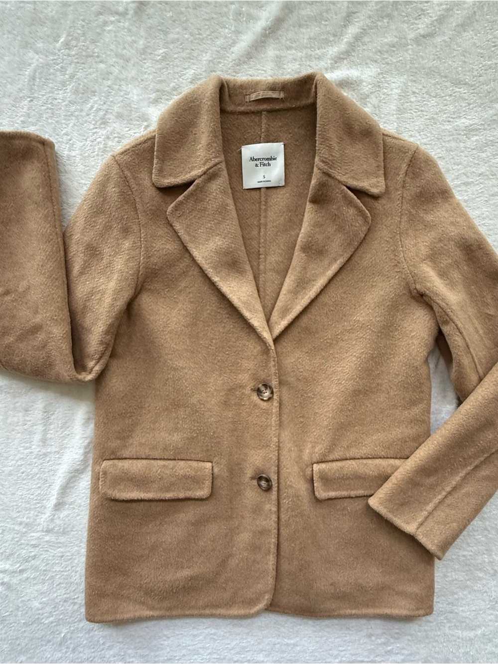 Abercrombie & Fitch Camel Wool-Blend Pea Coat - Picture 2 of 9